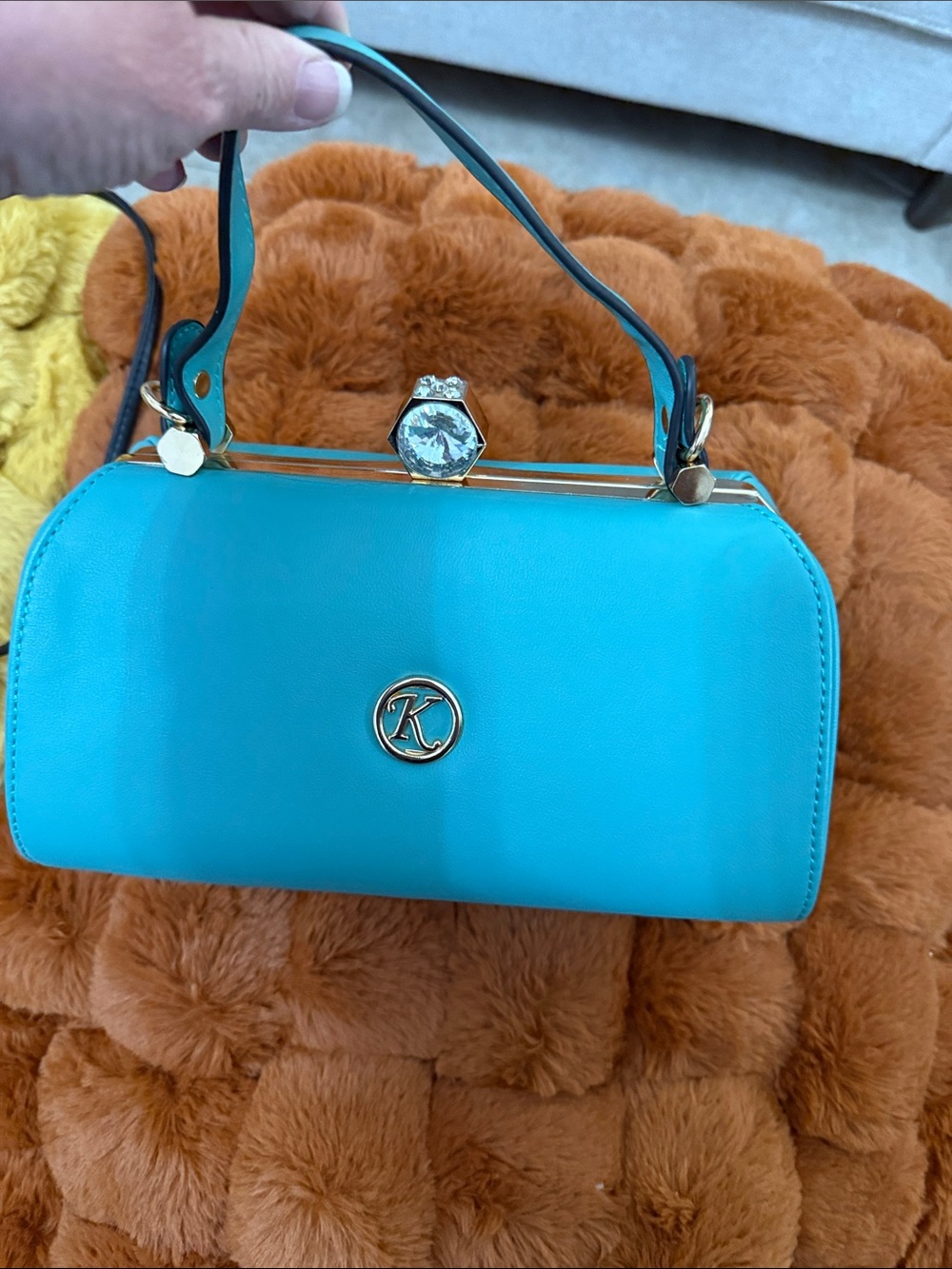 -Logo Teal Top-Handle Women's Bag Vintage